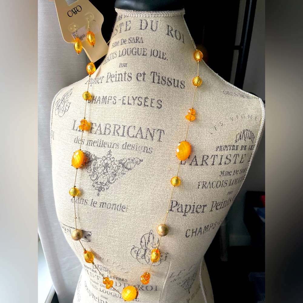 NWT 2pc CATO Yellow Necklace & Earring Set